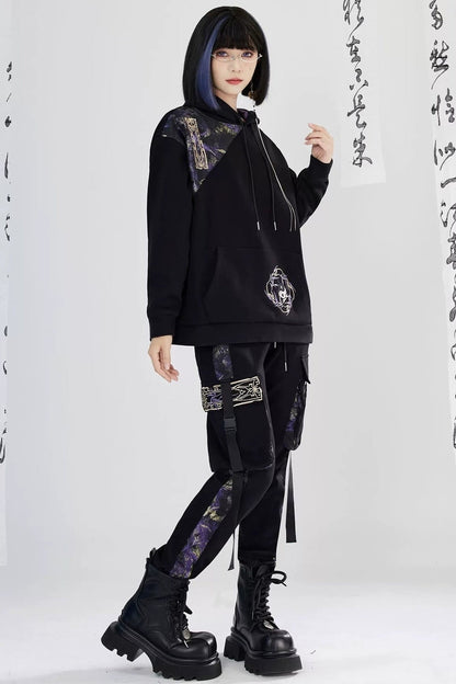Embroidered Fleece Hoodie and Pants Set-Up