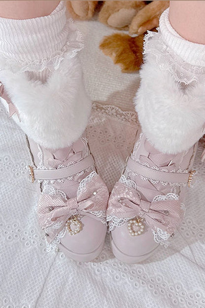Bow Furry High-Heel Boots