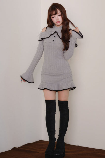 Set con abito gilet in maglia e top