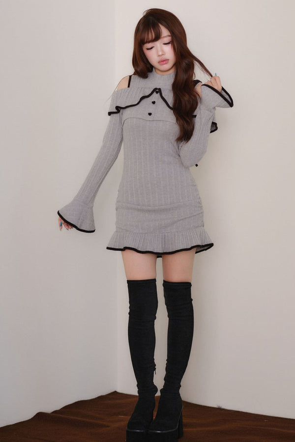 Knitted Vest Dress and Top Set