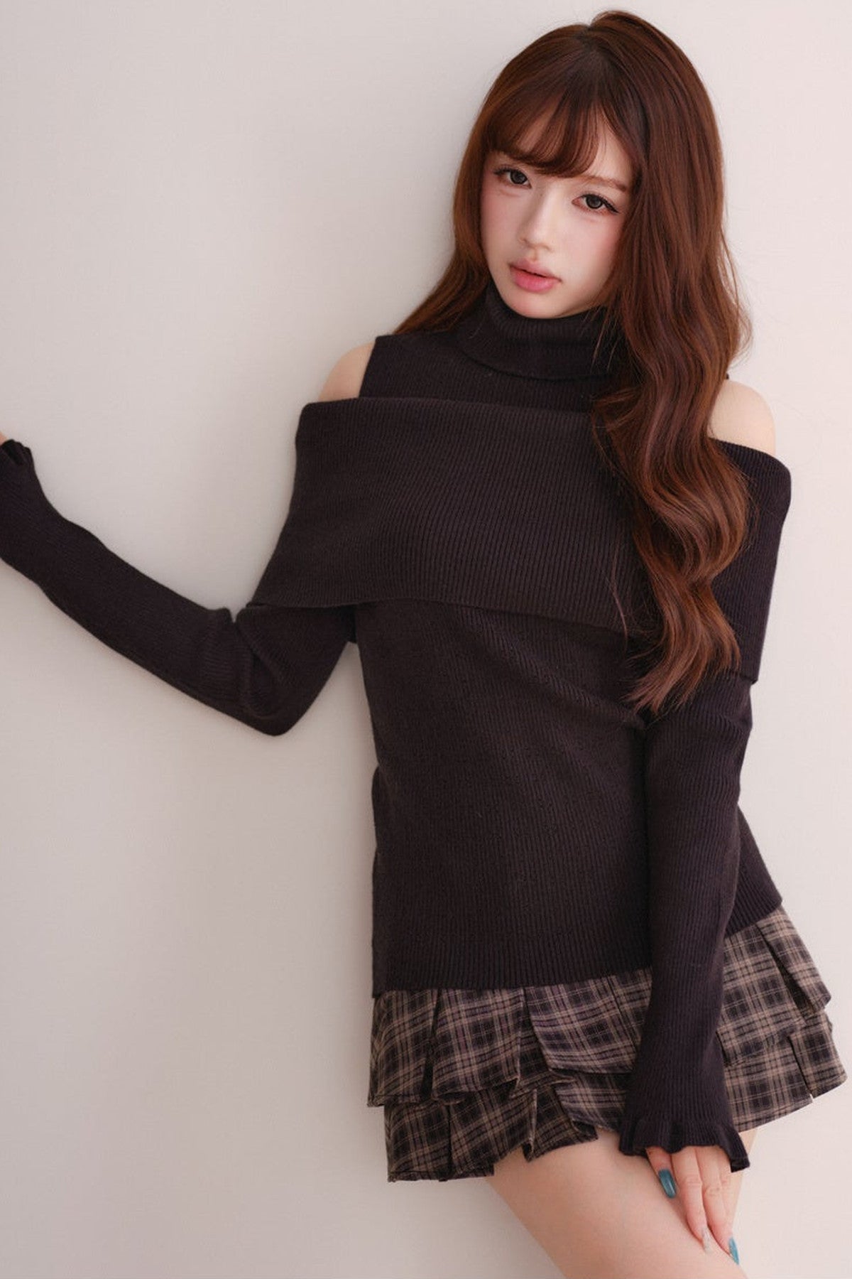 Off-Shoulder Shawl Pullover Sweater