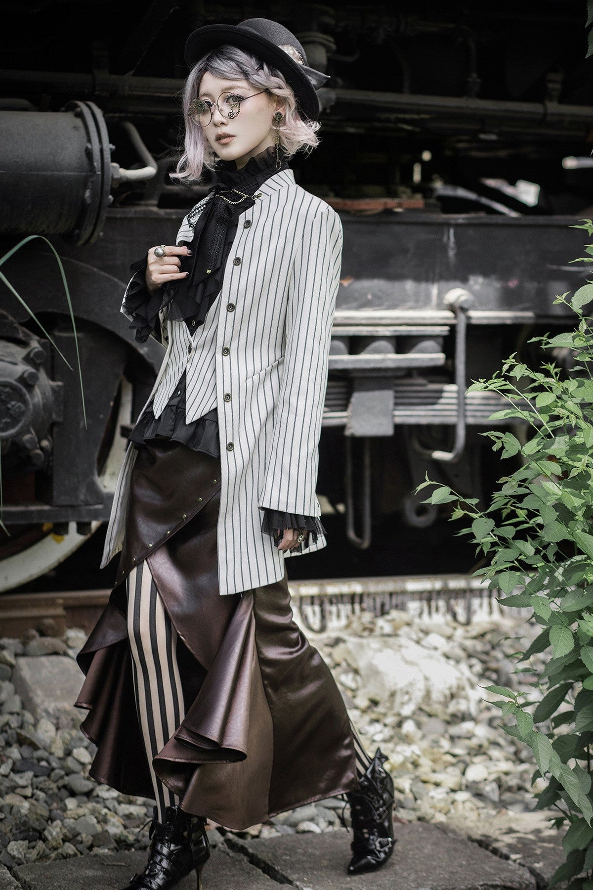 Steampunk Feather Gear Bowler Hat