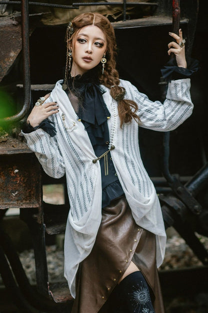 Weiße Gothic-Strickjacke mit Spitze