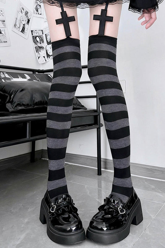 Gothic Cross Garter Stockings