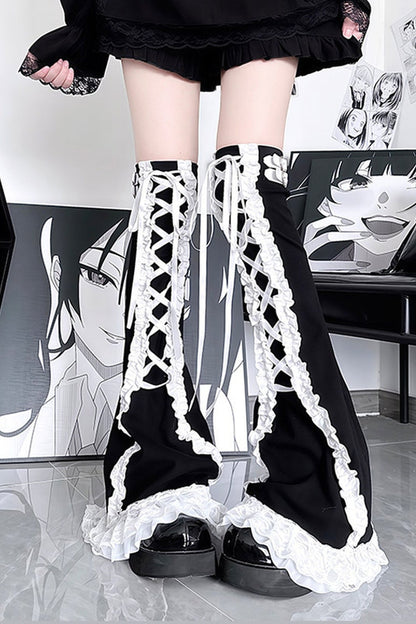 Lace Cross Garter Leg Warmers