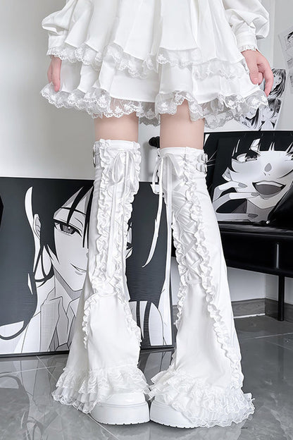 Lace Cross Garter Leg Warmers