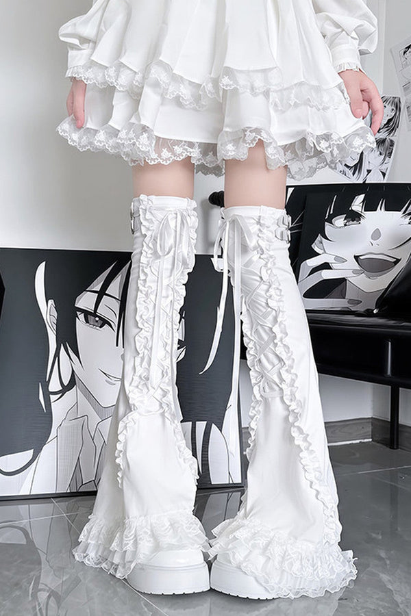 Lace Cross Garter Leg Warmers