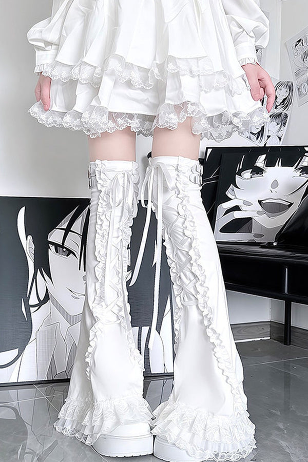 Lace Cross Garter Leg Warmers