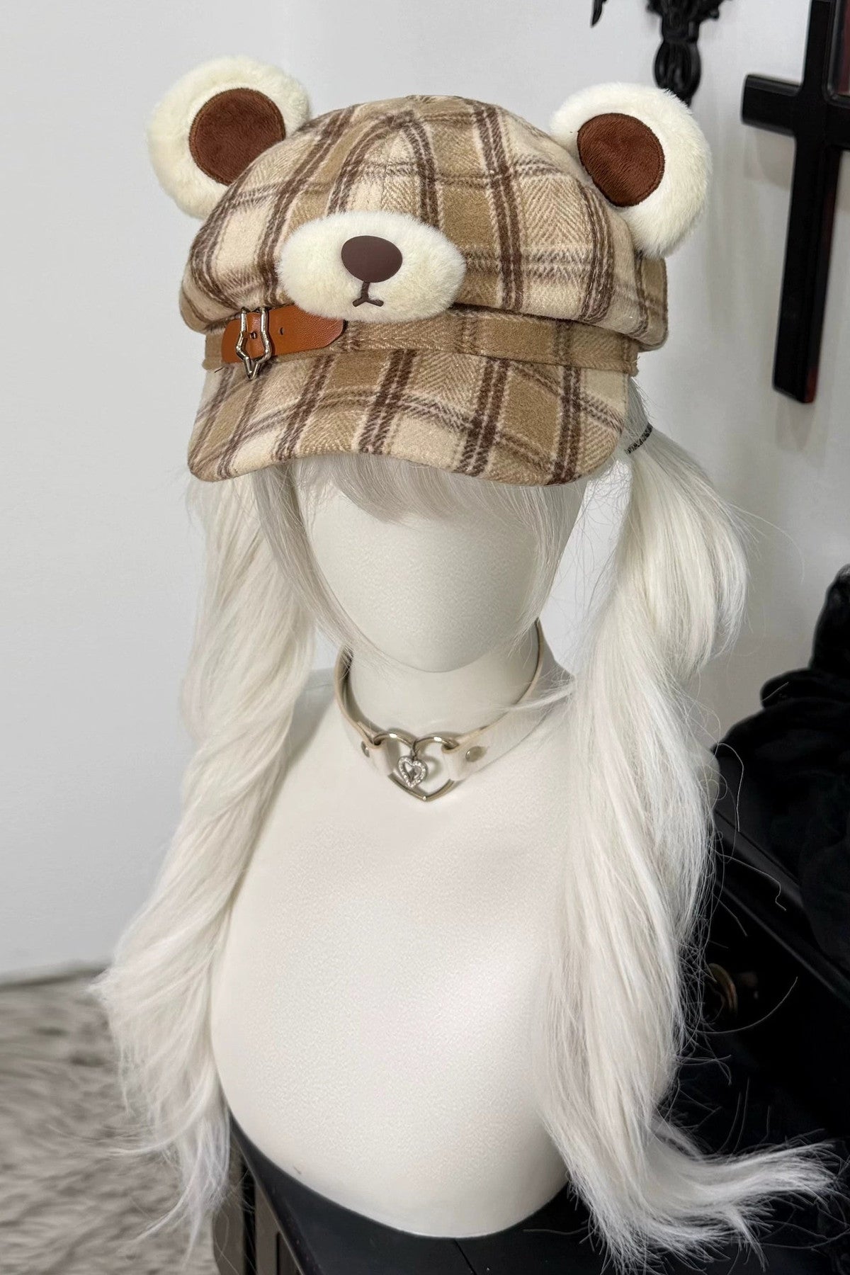 Bear Plaid Newsboy Hat