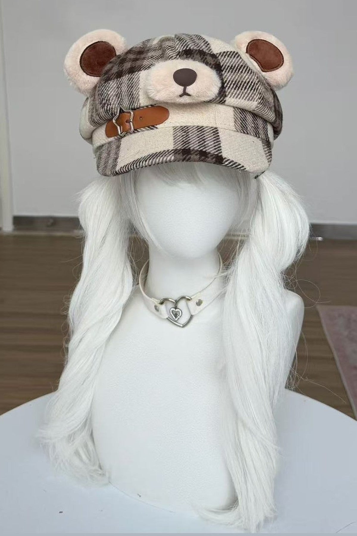 Bear Plaid Newsboy Hat