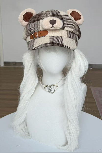 Bear Plaid Newsboy Hat