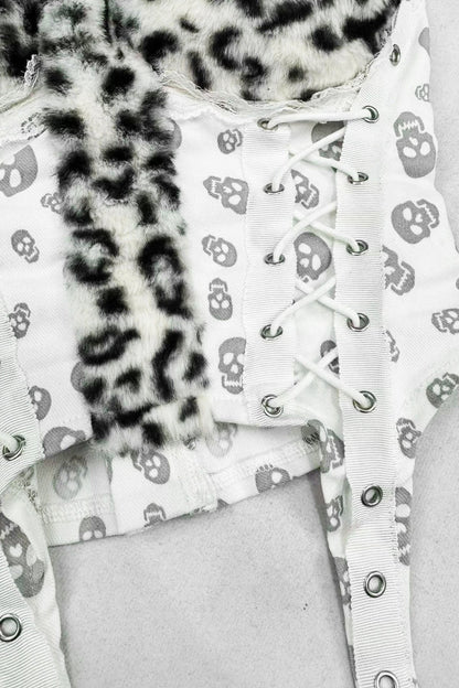 Haut bandeau rembourré asymétrique à imprimé léopard