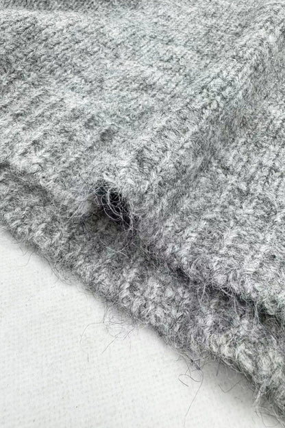 Gray Off-Shoulder Bow Sweater