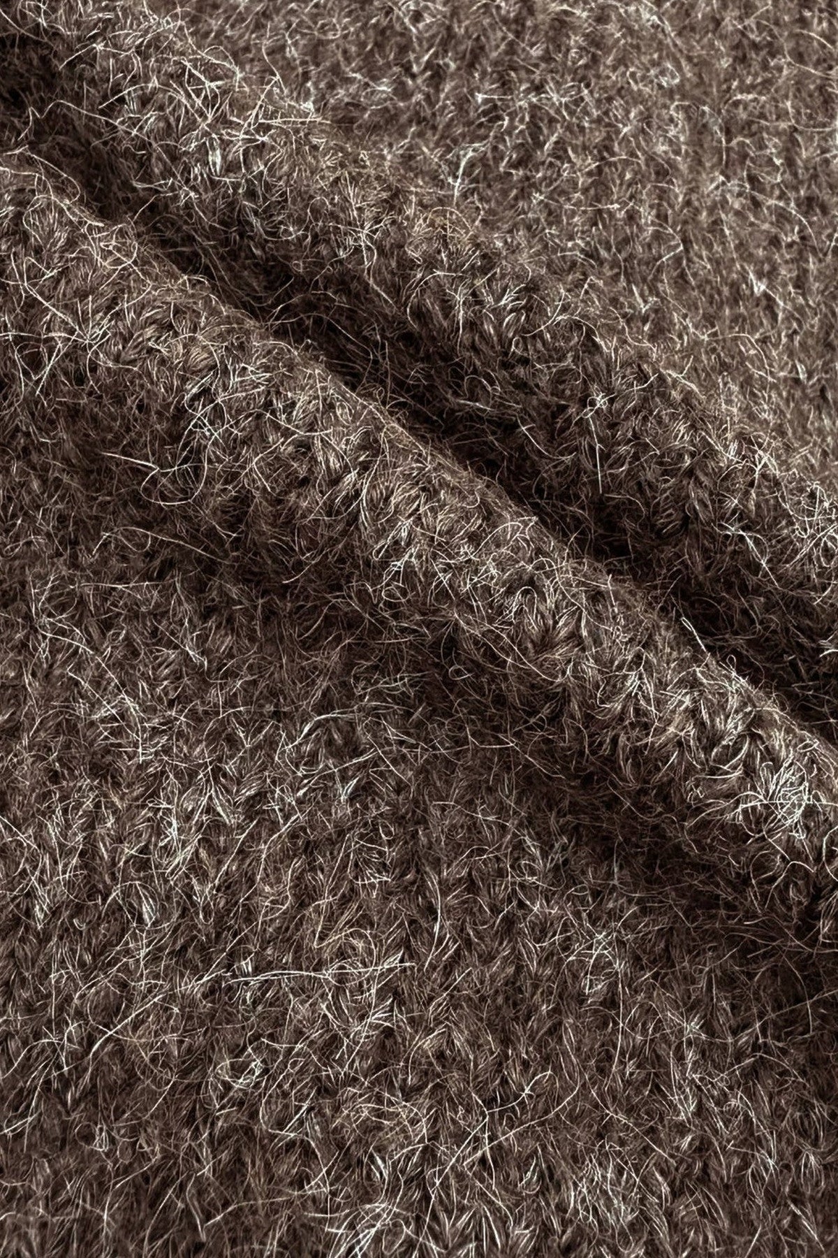 Brown Off-Shoulder Fur Collar Sweater