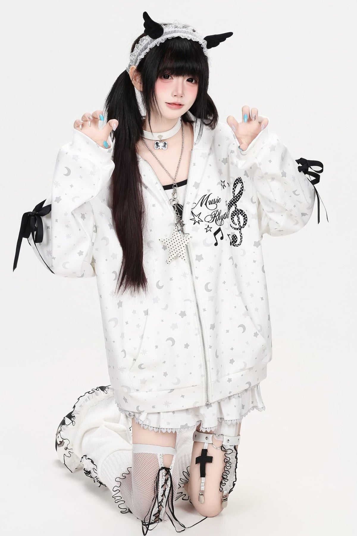 Star Night Hooded Jacket Skirt Set-Up