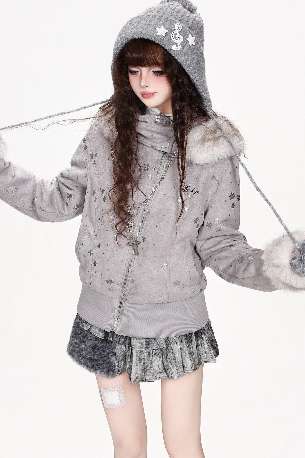 Hooded Snowflake Sequin Quilted Jacket