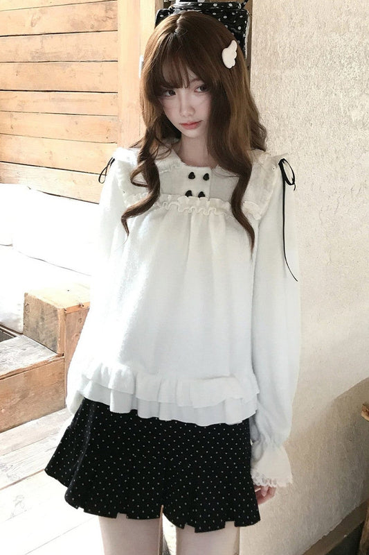 Cream Doll Collar Knit Top
