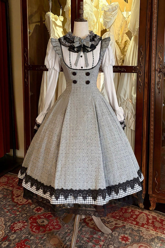 Ruffle Collar Shirt and Dress Set-Up