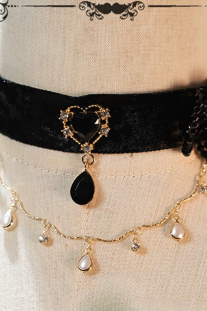 Black Gold Beaded Empire Dress
