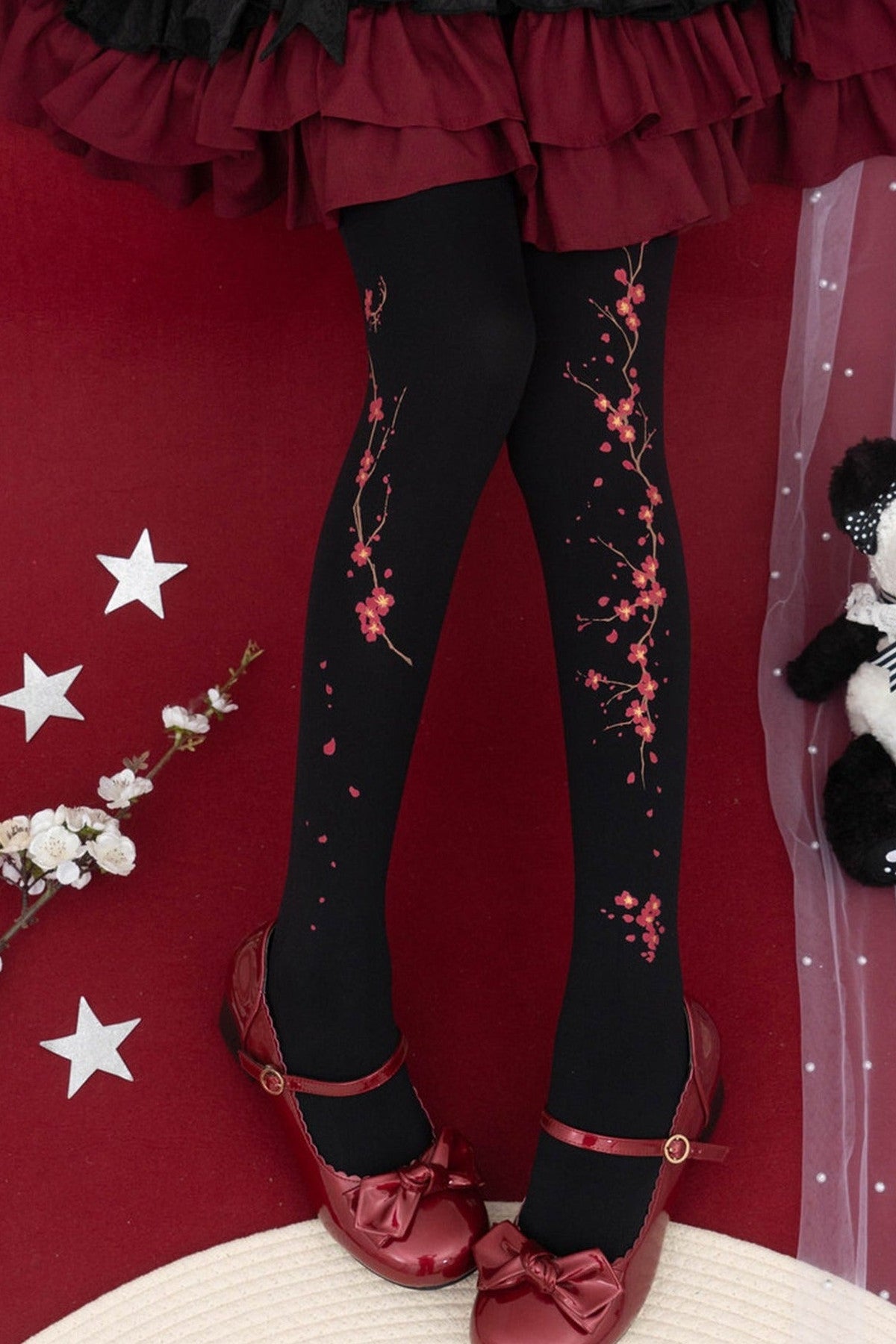 Hidden Plum Blossom Tights