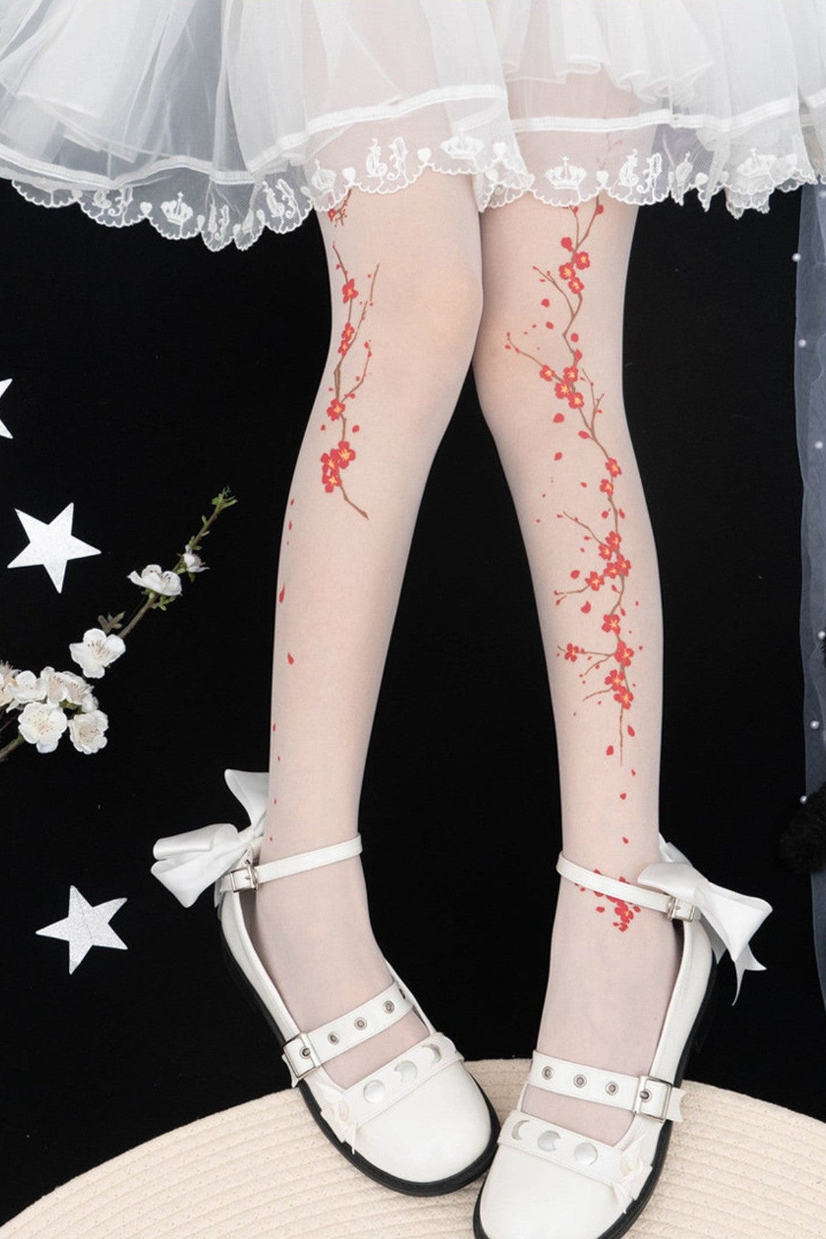 Hidden Plum Blossom Tights