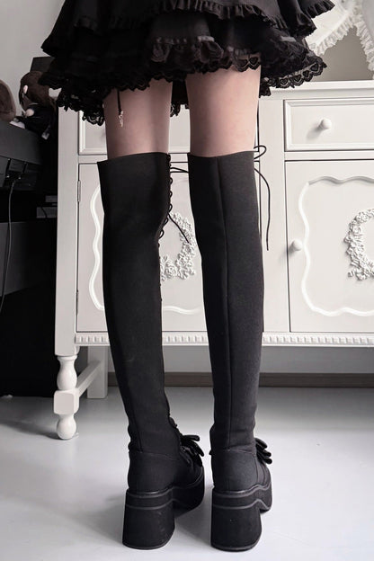 Cross-Studded Platform Over-The-Knee Boots