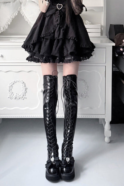 Cross-Studded Platform Over-The-Knee Boots