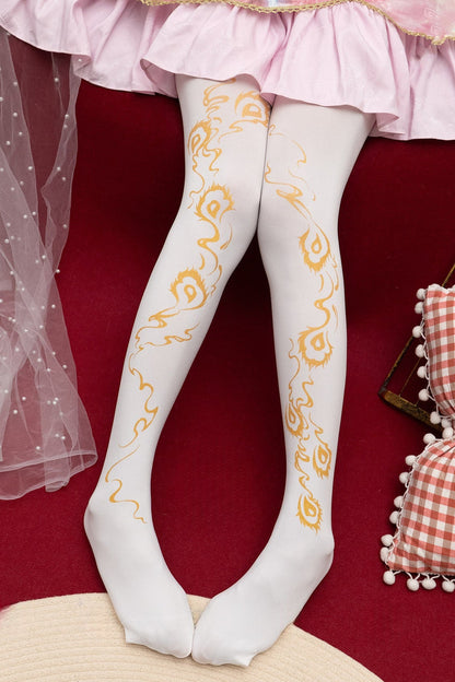 로리타 불사조 깃털 벨벳 타이츠