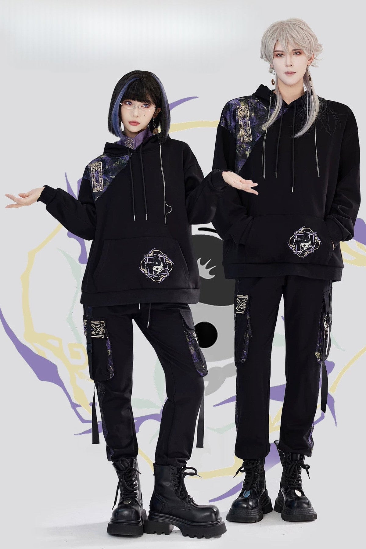 Embroidered Fleece Hoodie and Pants Set-Up