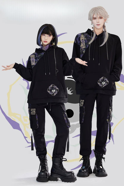 Embroidered Fleece Hoodie and Pants Set-Up