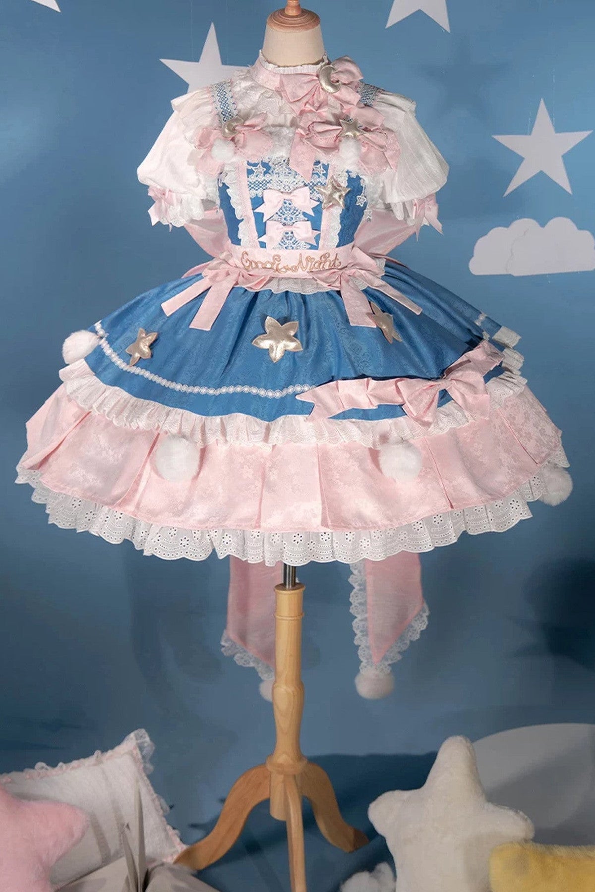 Completo da abito Lolita rosa «Good Morning»