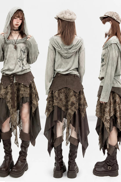 Lockerer Hoodie mit Vintage-Print