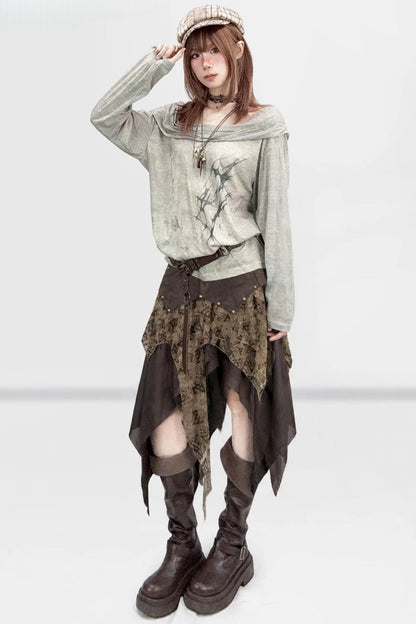 Lockerer Hoodie mit Vintage-Print