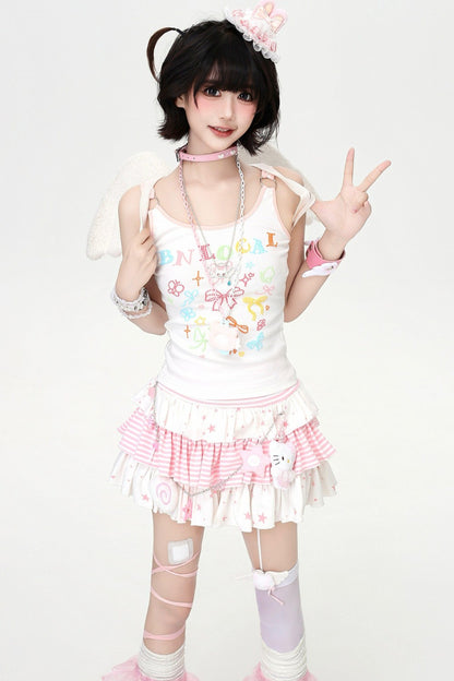 Candy Star Ruffle Skirt + Vest