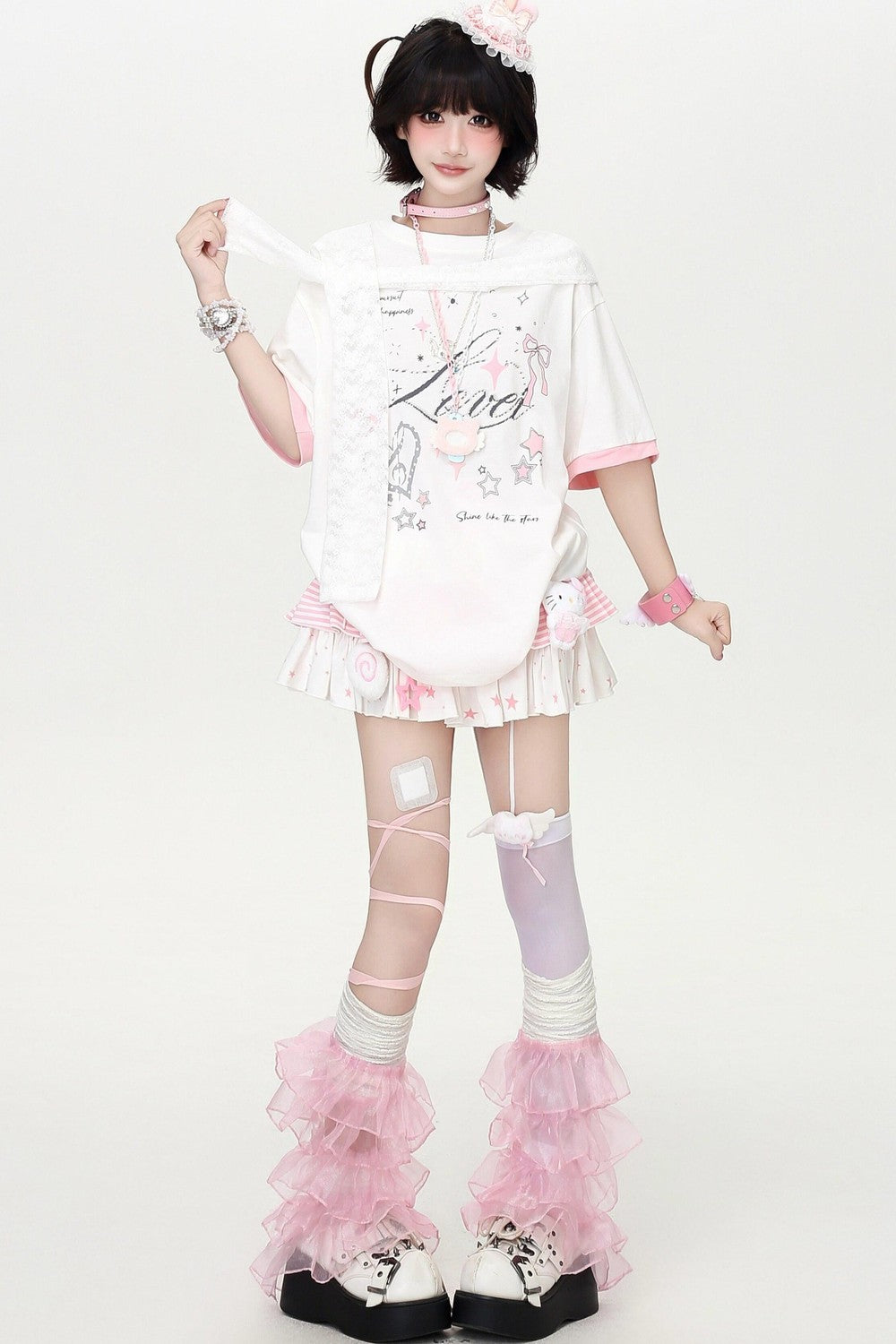 Lace Ribbon Sailor Oversized T-Shirt
