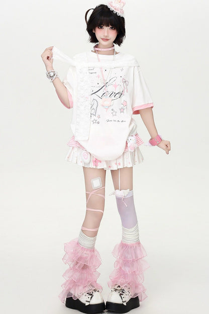 Lace Ribbon Sailor Oversized T-Shirt