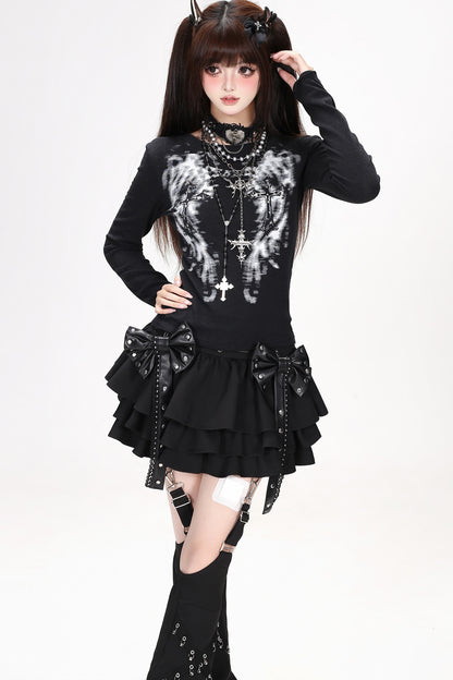 Midnight Rebel Bow Mini Skirt