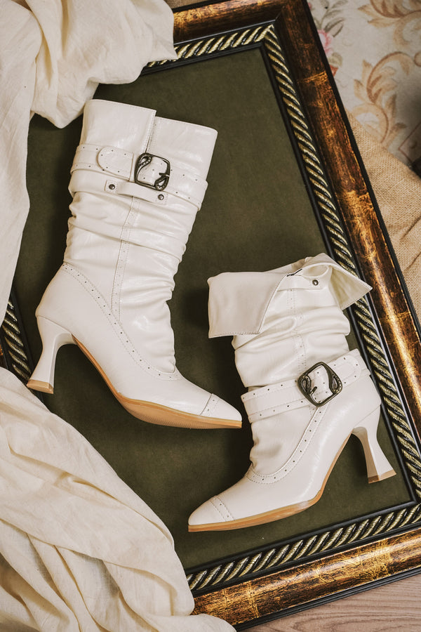 Pointed Toe High Heel Stacked Boots
