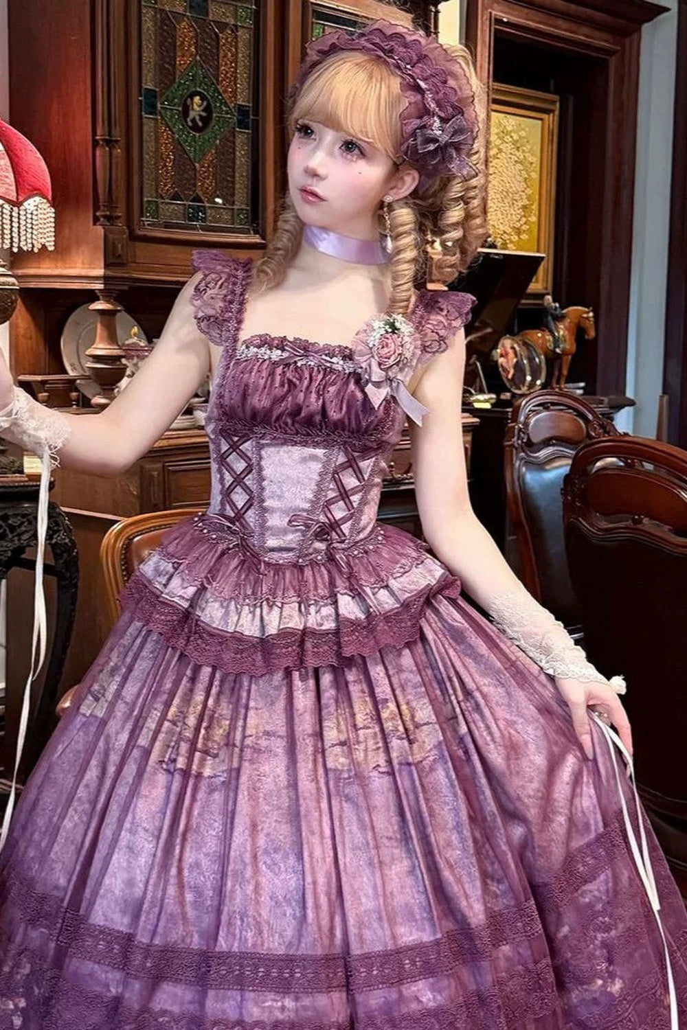 Misty Grape Garden Lolita Cami and Skirt Set-Up