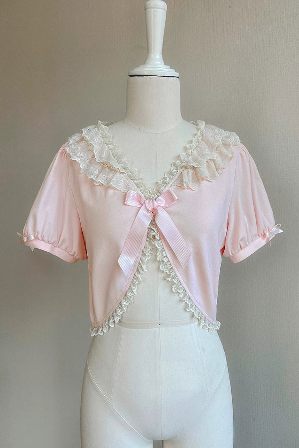 [Pre-order Deadline: May 29] Romantic Fairy Pink Lace Ribbon Cardigan