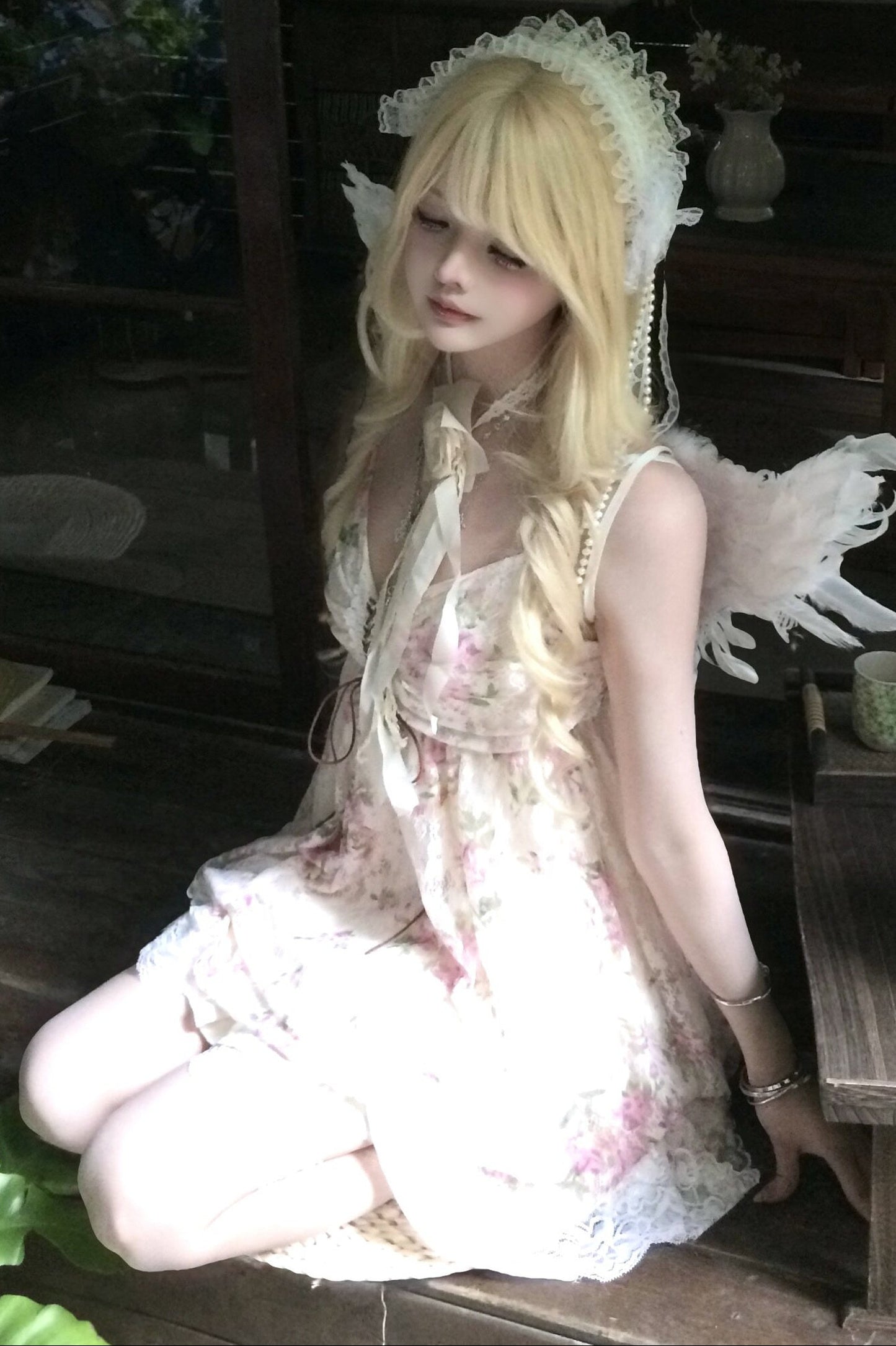 Ruffle-Sleeve Cardigan & Cami Dress Set-Up