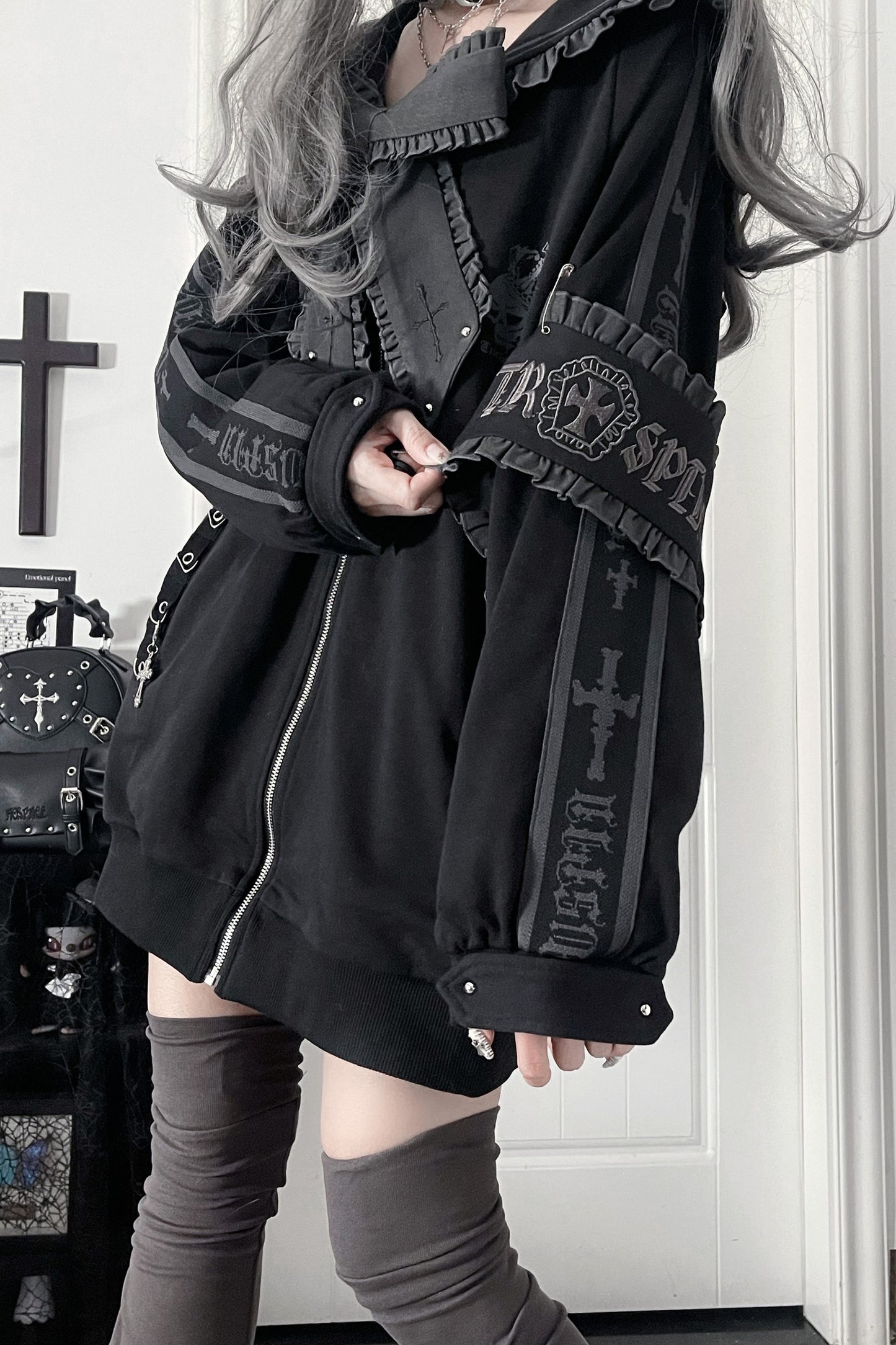 veste ample à col marin avec ruban style subculture