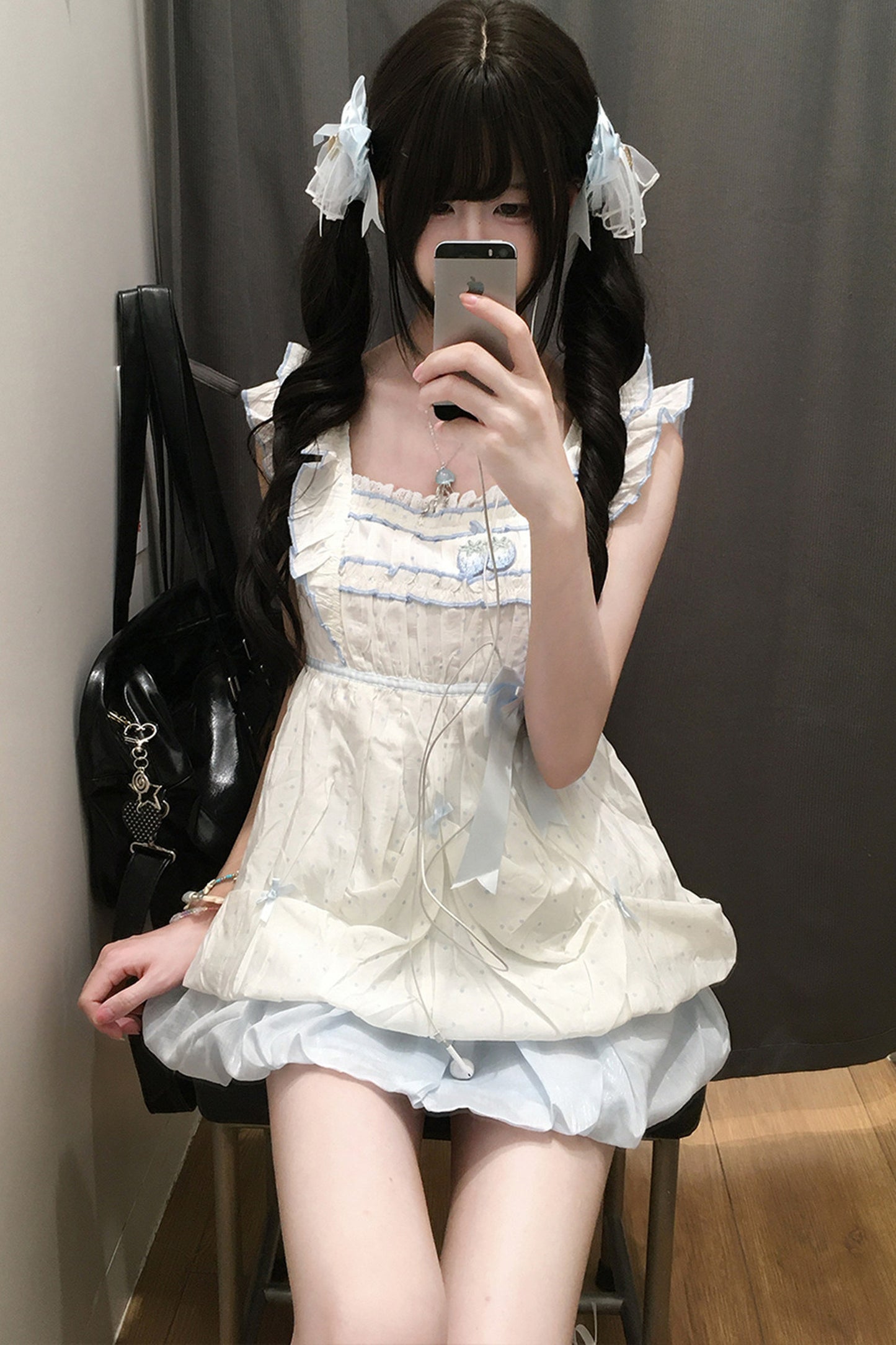 ブルーベリーケーキバルーントップス+スカート