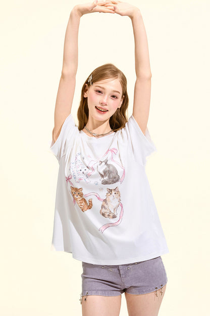Süßes Katzen-Oversize-T-Shirt