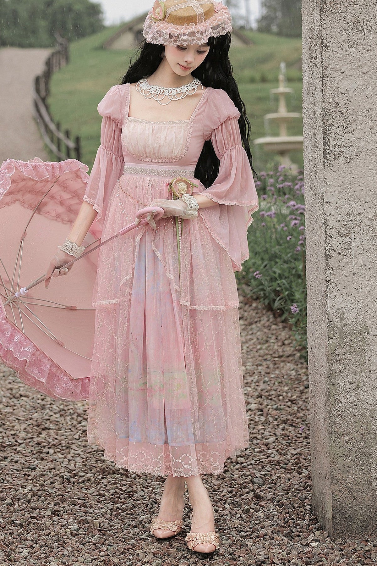 Ölgemälde-Lolita-JSK-Set mit hoher Taille