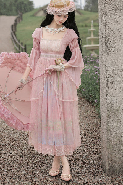 Ölgemälde-Lolita-JSK-Set mit hoher Taille