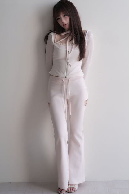 Set con top con fiocco incrociato + pantaloncini in pizzo
