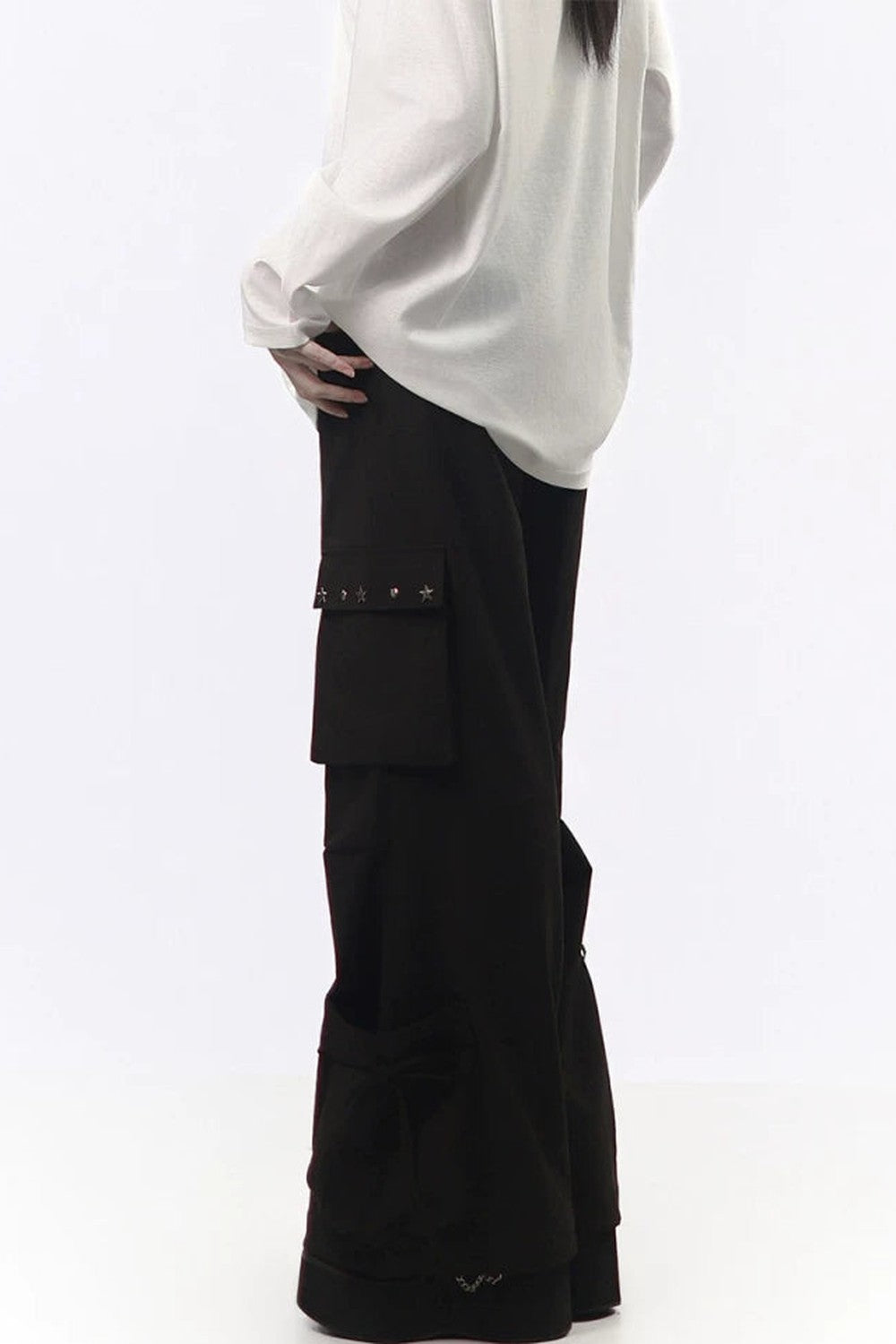 Studded Gathered Cargo Pants