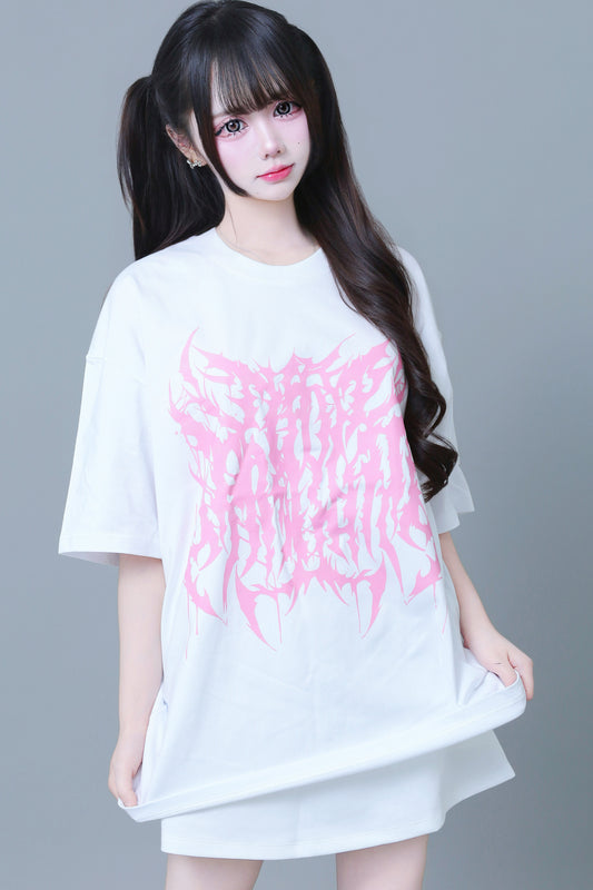 ゴシックグラフィックプリントルーズTシャツ