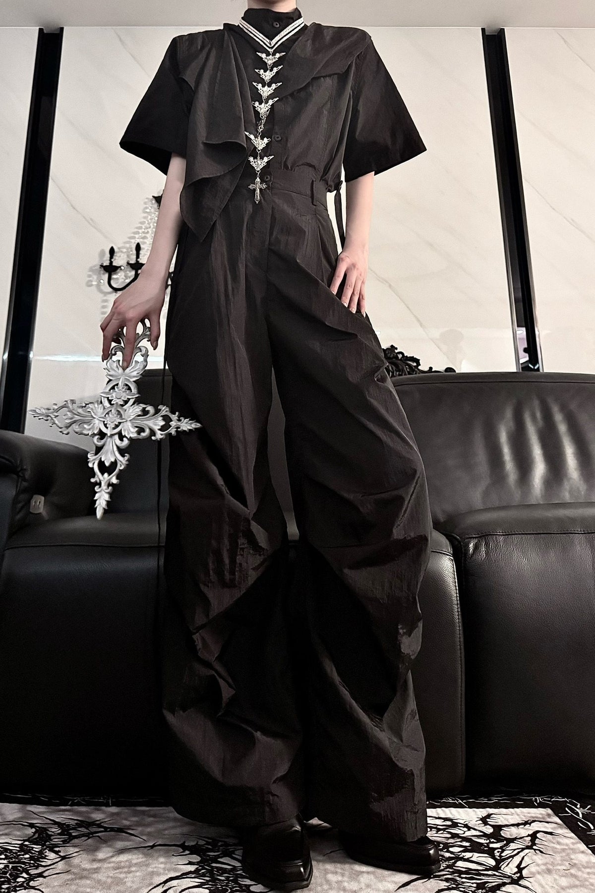 Fifth-Generation Top and Pleated Wide-Leg Pants Set